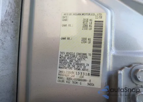 2009 Nissan Altima Hybrid from USA, damaged, VIN 1N4CL21EX9C153318